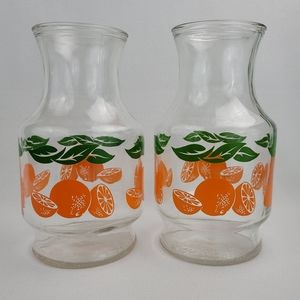 (2) Vtg Anchor Hocking Glass Orange Juice Carafe